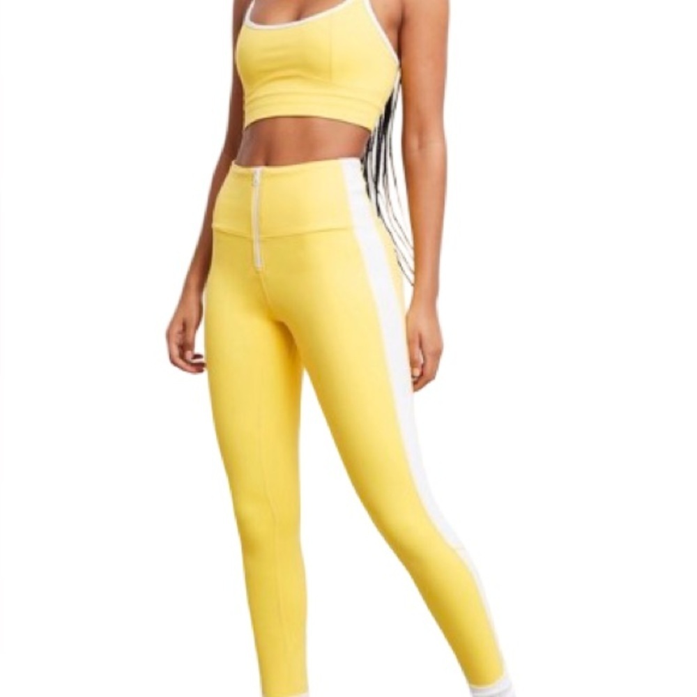 Bandier Solid & Striped Two Piece Activewear Workout Set Sports Bra Leggings XS